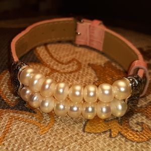 "Honora" Sterling Silver, Leather, and Pearl